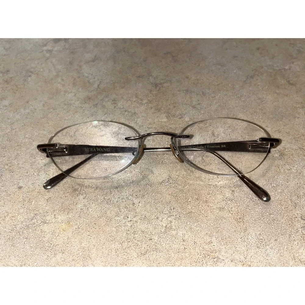 Vera Wang Capella 1 Titanium BR Brown Rimless Oval Womens Eyeglasses 50-18-133